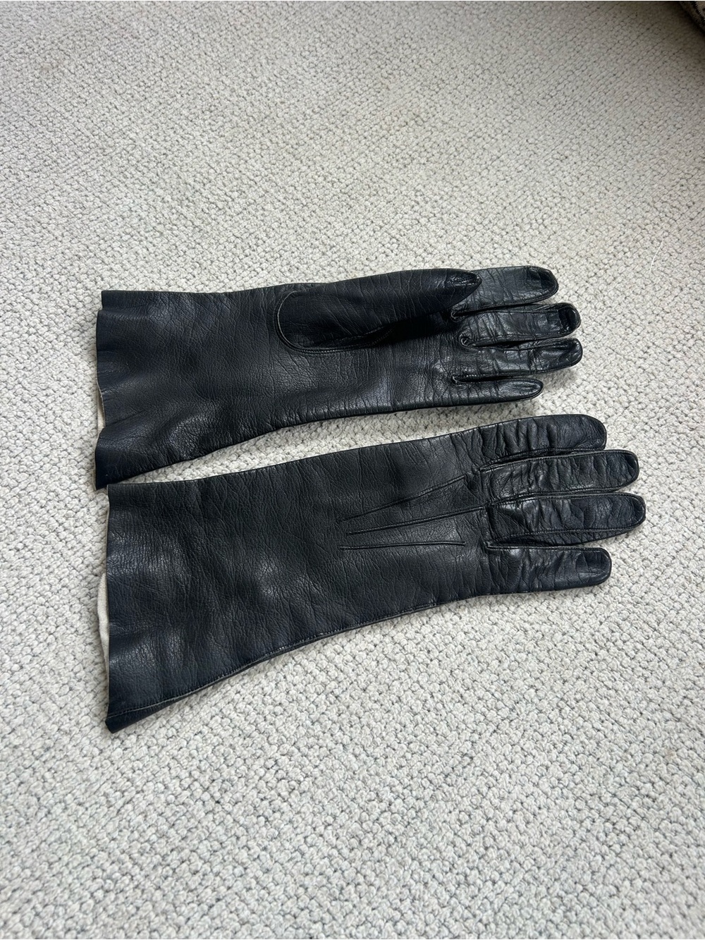 Gorgeous Vintage Czechoslovakian Women's Black Leather Long Gloves❤️6